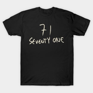 Hand Drawn Letter Number 71 Seventy One T-Shirt